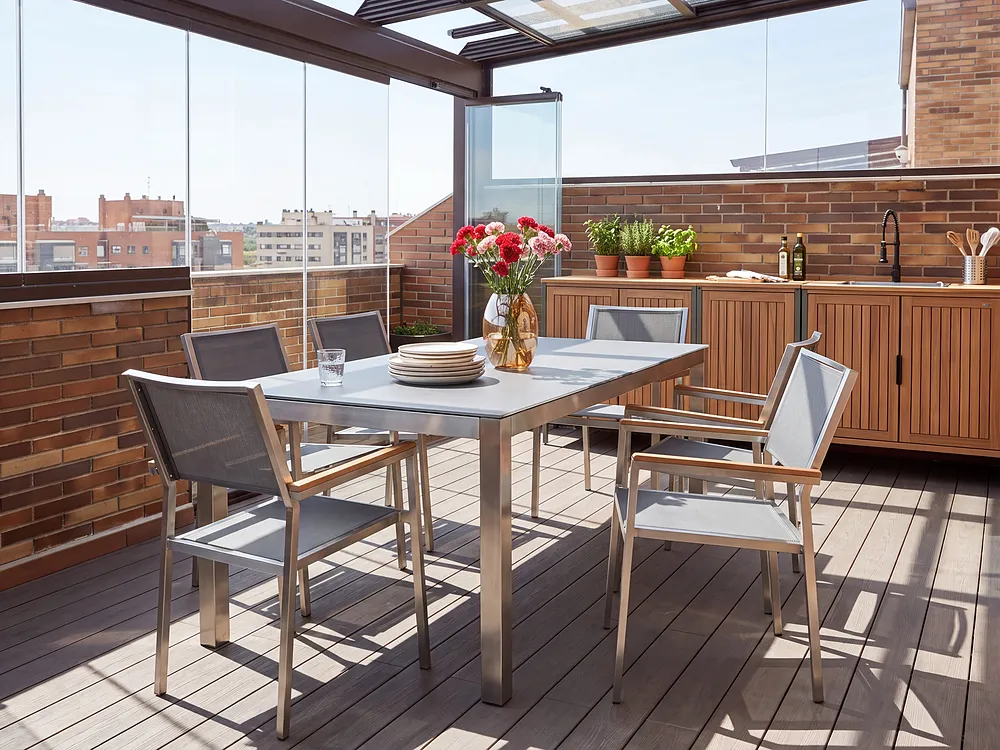 Garden Dining Table GROSSETO 180 cm 90 cm Granite Polished Grey_1154939