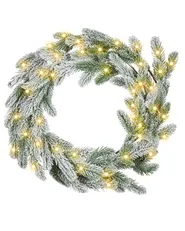 Ośnieżony wieniec świąteczny LED ALBINI 45 cm Zielony_937867