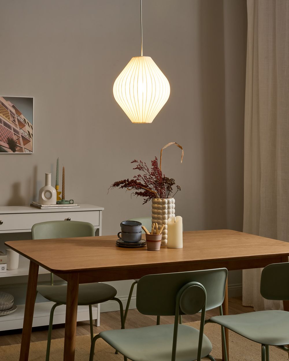 Pendant Lamp ALME Fabric White
