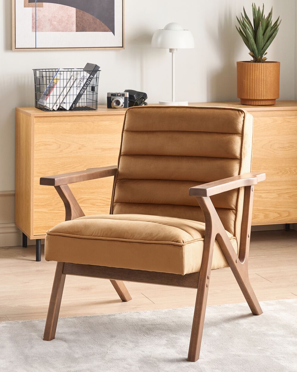 Armchair KISA Velvet Brown Beliani