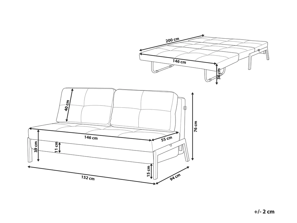 Sofa Bed 2 Seater EDLAND Boucle Off-White_899483