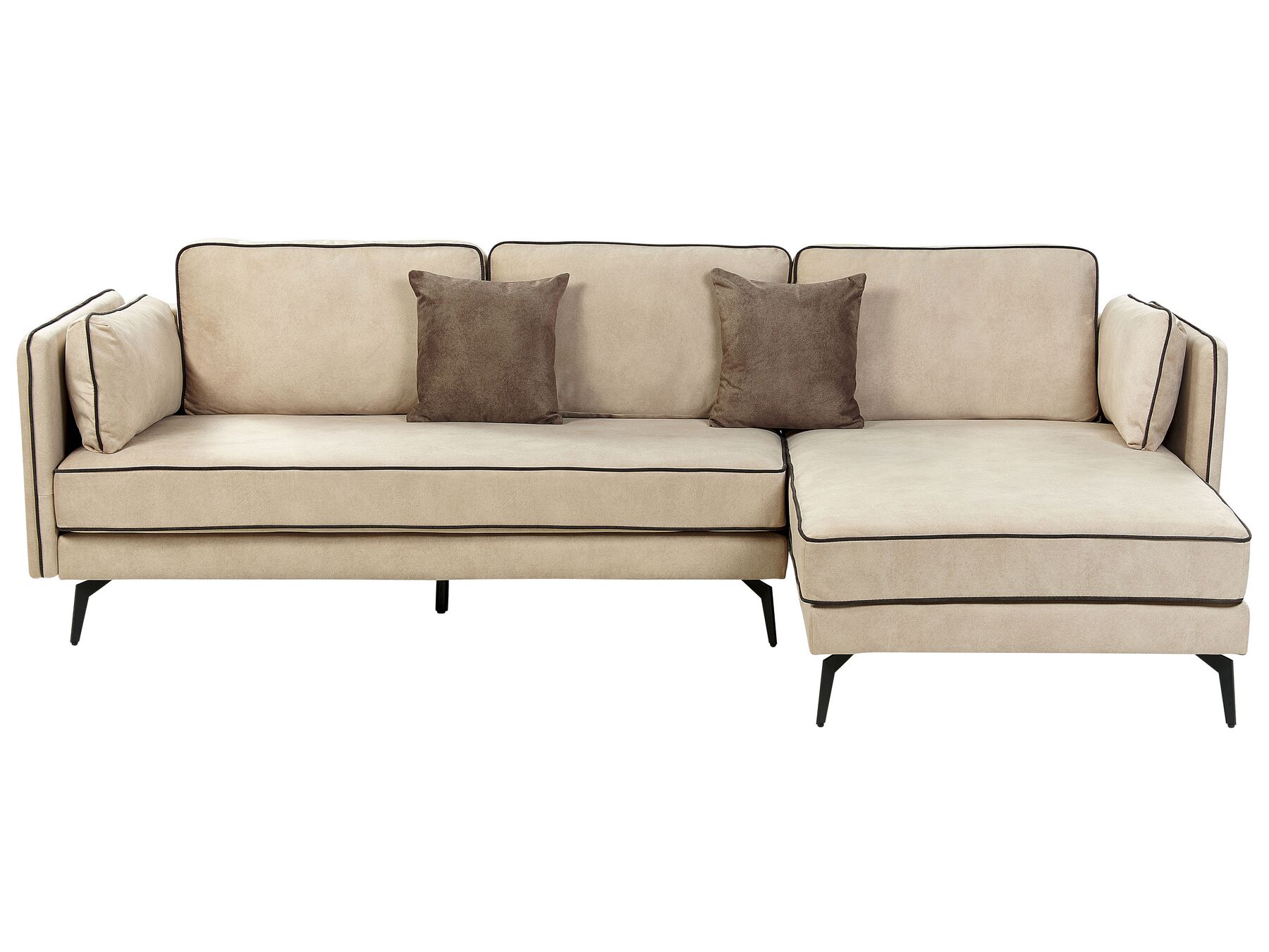 3-Sitzer Ecksofa Samtstoff beige linksseitig ALTAN_878436