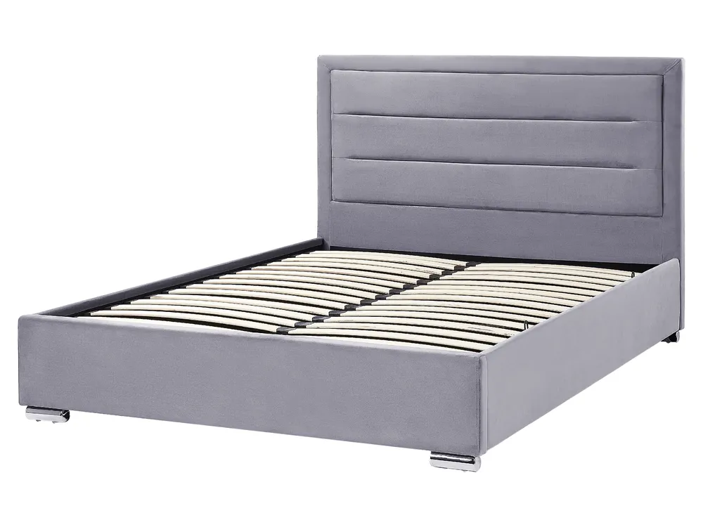 Bett mit Stauraum ROUEN Samtstoff Dunkelgrau 160 x 200 cm_843809