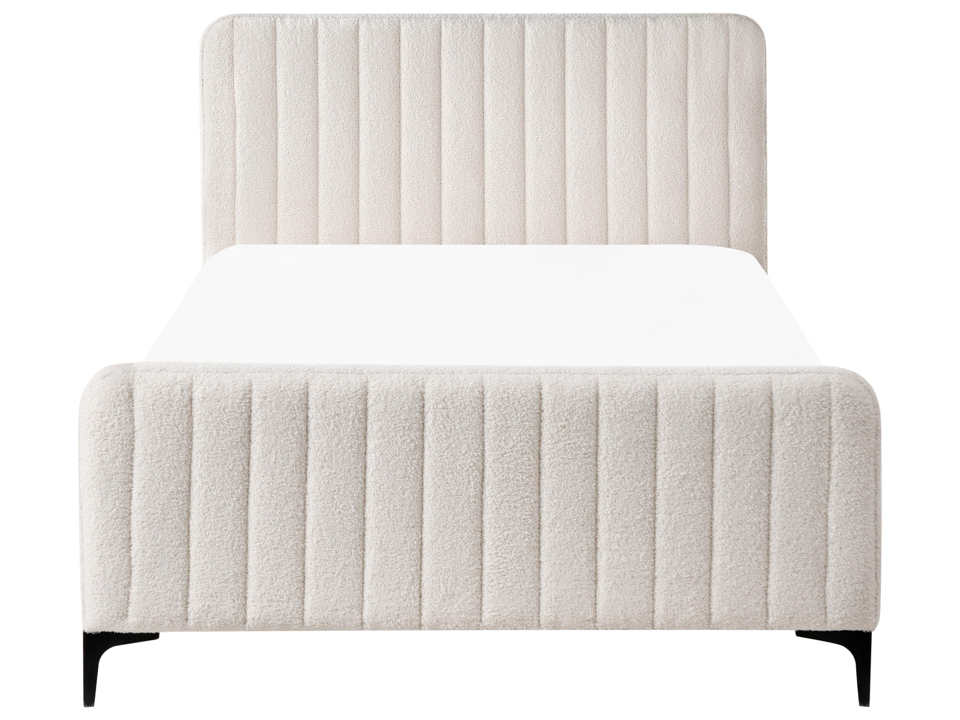 Lit avec sommier Bouclé LUNAN 120 x 200 cm Blanc cassé_1025657