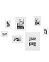 Set of 7 Photo Frames ZINARE Urban Motif White