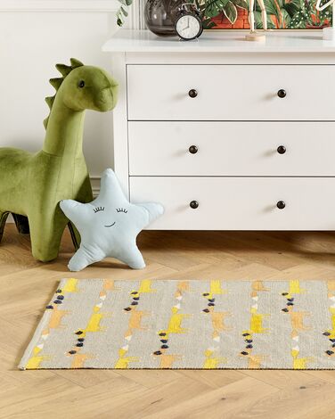 Cotton Kids Rug Fox Print 80 x 150 cm Grey BANKGO