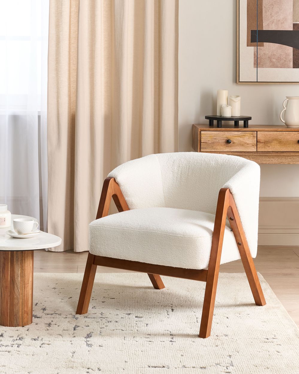 Fauteuil SKEI Bouclé Blanc