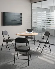 Set of 4 Folding Chairs SHASTA Metal Black_1074358