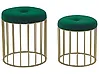 Set of 2 Footstools LUBBOCK Velvet Dark Green