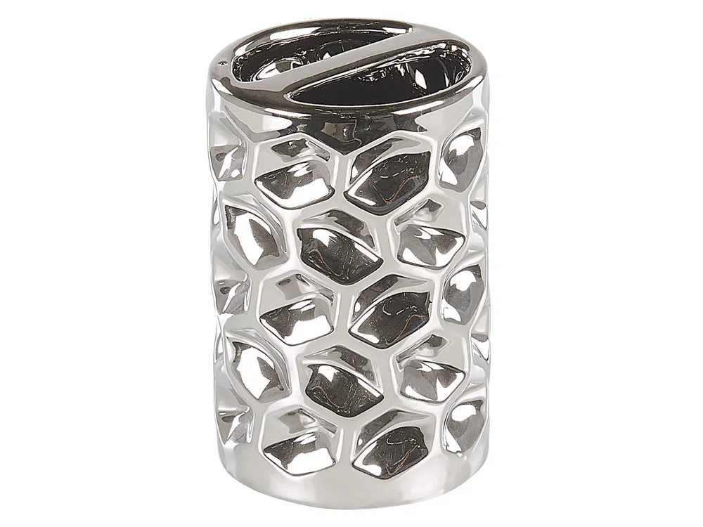 5-Piece Bathroom Accessories Set TIRUA Ceramic Silver_788485