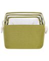 Set of 3 Fabric Baskets Green DARQAB_849719