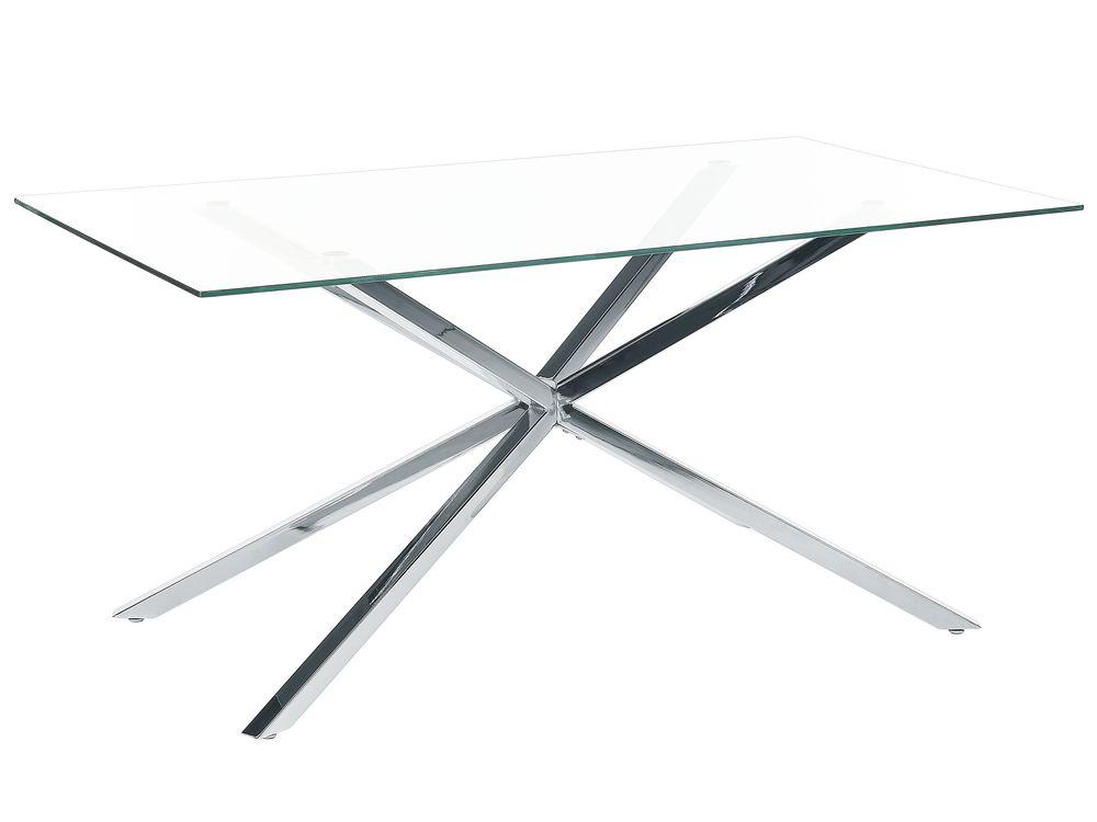 Dining Table CORA Silver 160 cm 90 cm Tempered Glass