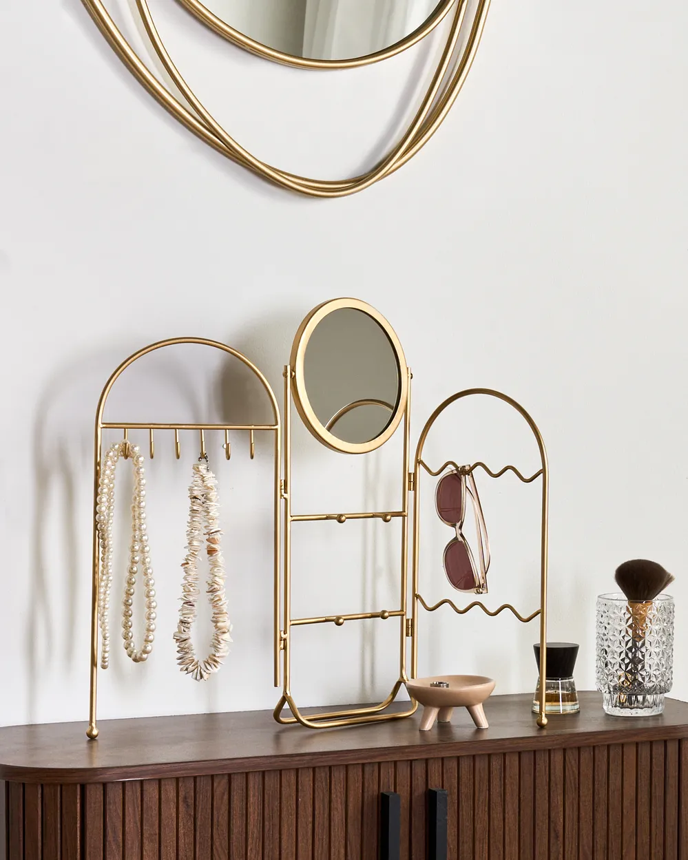 Jewellery Stand with Mirror PIROU Gold