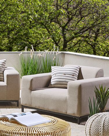 Set of 2 Garden Armchairs Beige with Black ROVIGO