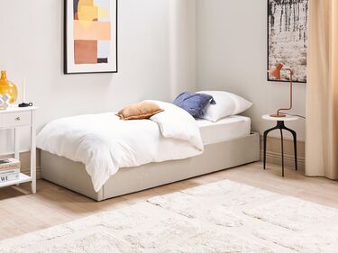 Fabric EU Single Size Ottoman Bed Beige DINAN