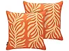 Set of 2 Outdoor Cushions ALISMA Plant Pattern 45 x 45 cm Orange