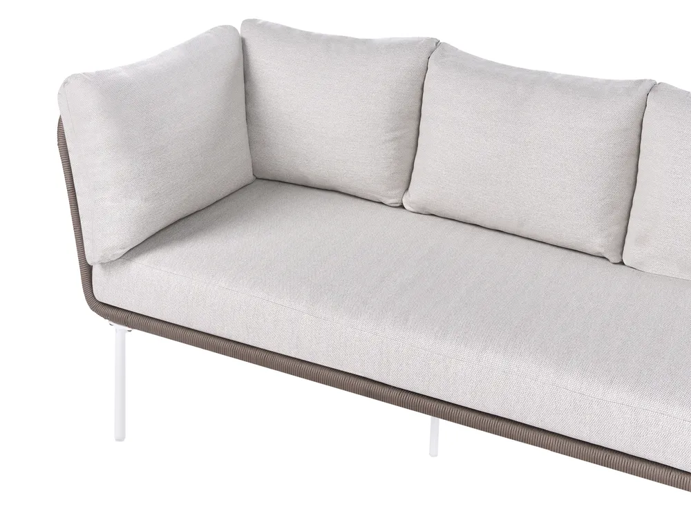 Garden Sofa Set 7 Seater ROBELLA with Tables Beige_1050708