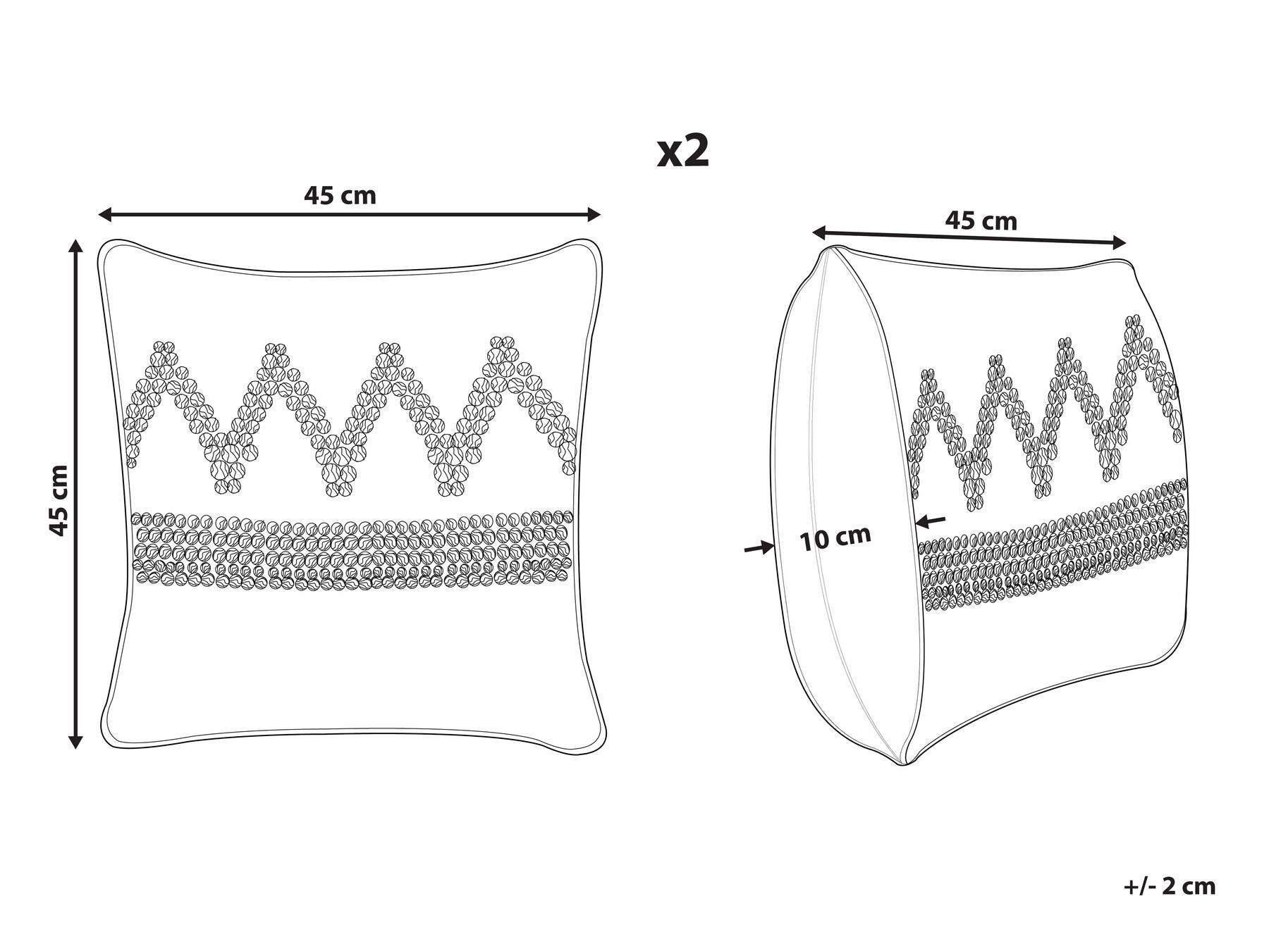 Set of 2 Tufted Cotton Cushions Geometric Pattern 45 x 45 cm Beige and Blue EYTELIA_816952