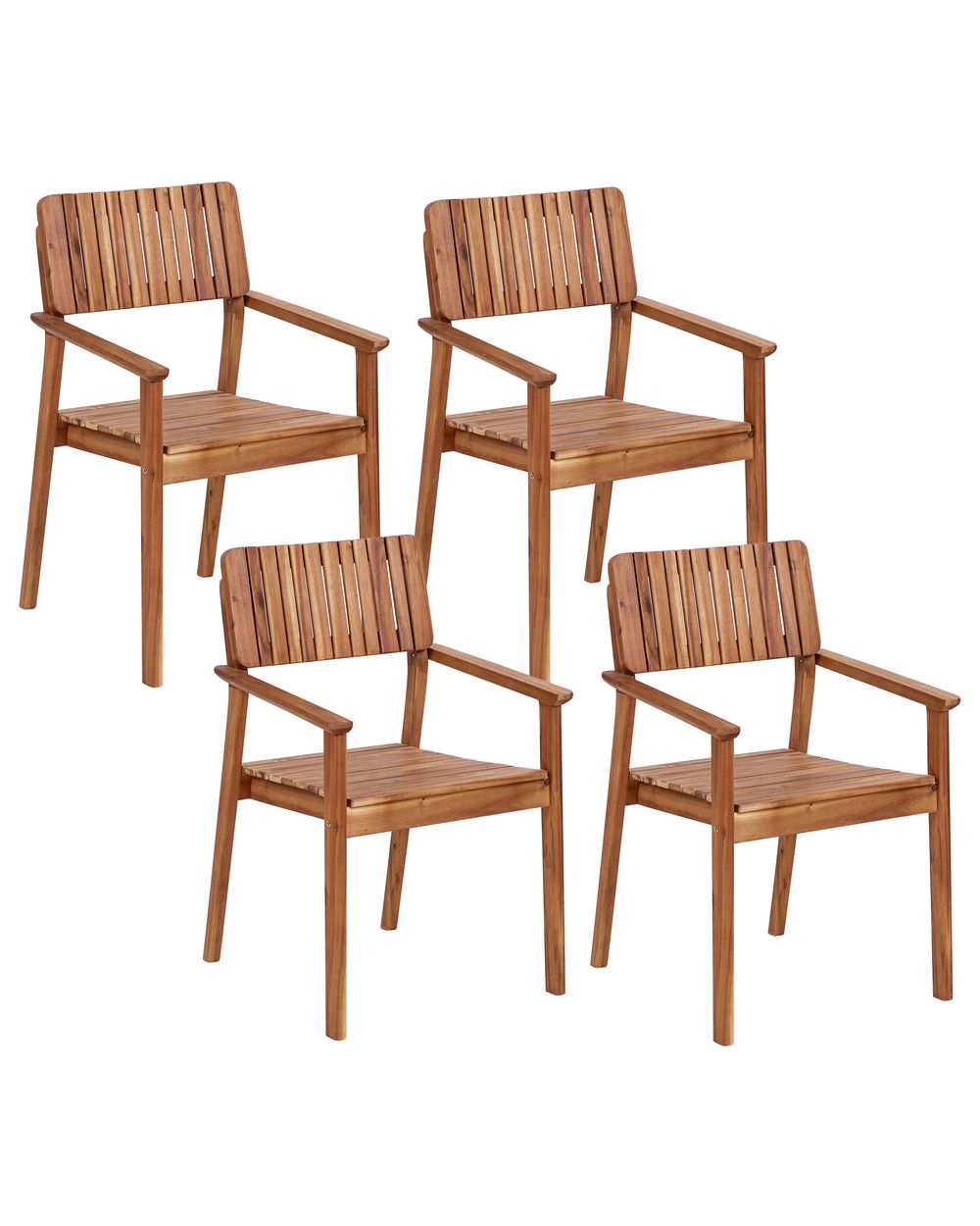 Set of 4 Garden Chairs AGELLO Acacia Wood Brown