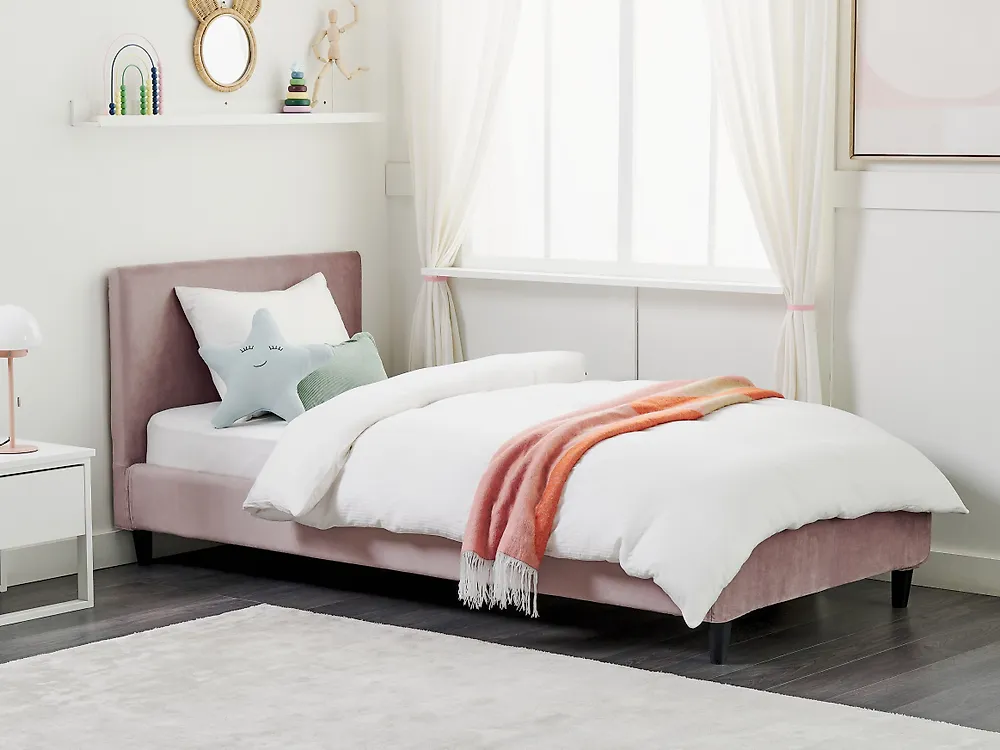 Fodera per struttura letto Velluto FITOU 90 x 200 cm Rosa_1183291