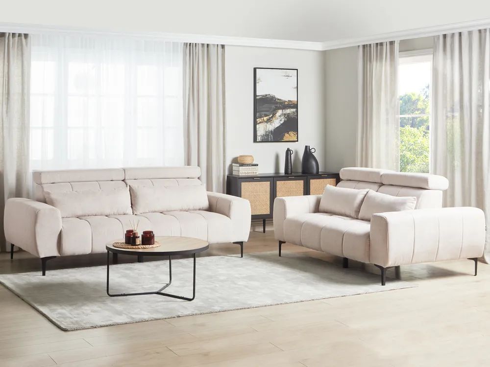 Sofa 2 Seater VEGAMO Fabric Light Beige_924885