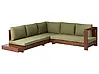 Garden Corner Sofa 5 Seater MARETTIMO Certified Acacia Wood Green Left Hand