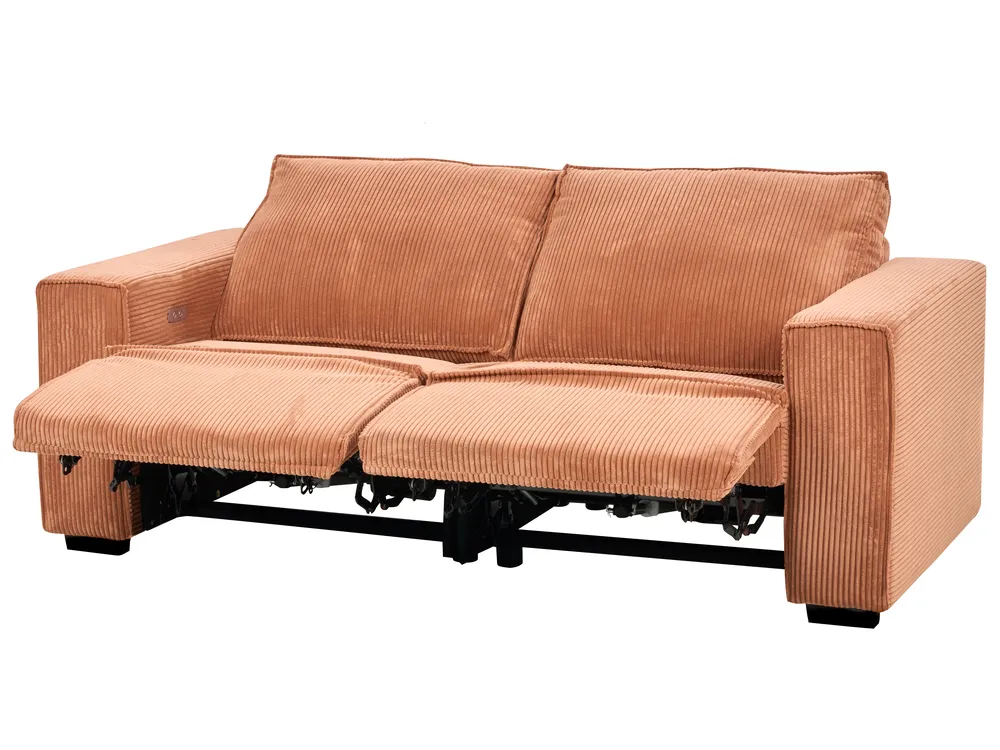 Electric Recliner Sofa 2 Seater NUKARI Corduroy Orange_918677