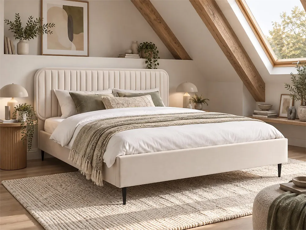 Cama Terciopelo BRIN 160 x 200 cm Beige_1183967