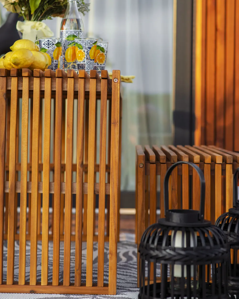 Garden Dining Set with Benches and Stools 6 Seater BELLANO Acacia Wood Brown_936449