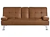 Sofa Bed 3 Seater ROXEN Faux Leather Golden Brown