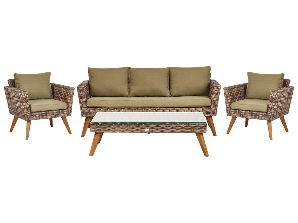 5 Seater PE Rattan Garden Sofa Set Olive Green VITTORIA XL Beliani