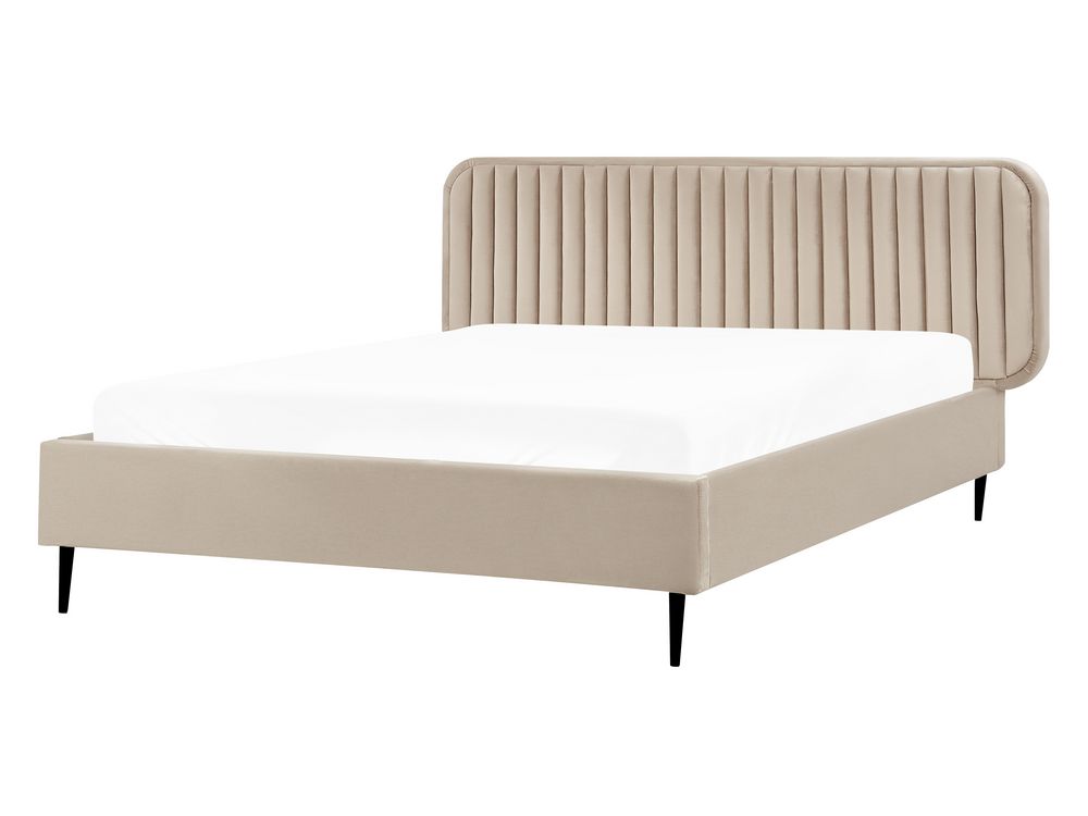 Pat cu lamele Catifea BRIN 140 x 200 cm Taupe