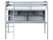 High Sleeper Bed with Desk Pine Wood FOUCAMONT 90 x 200 cm (EU Single) Grey_964316
