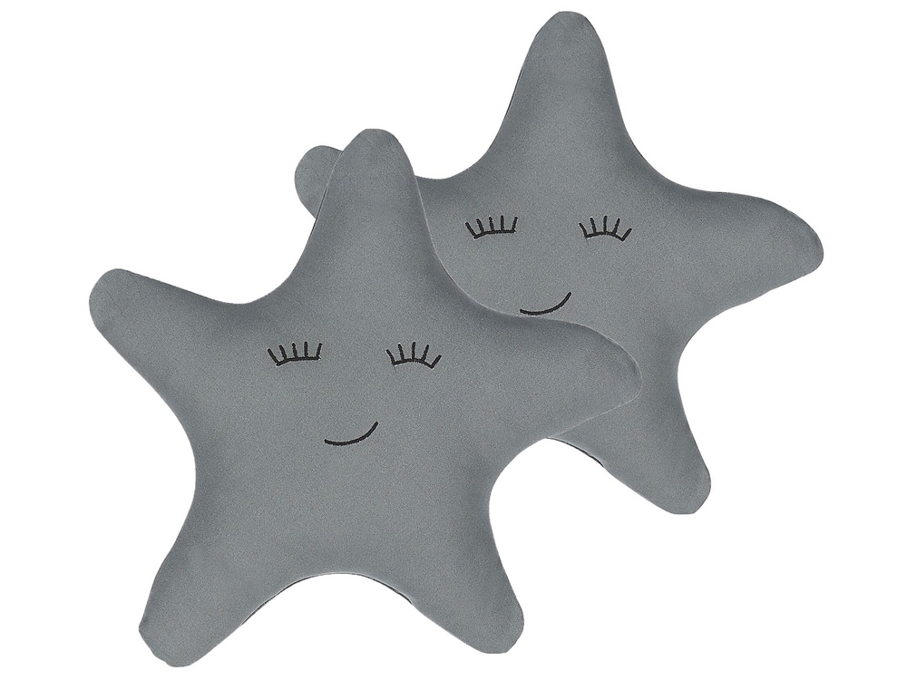 Set of 2 Cotton Kids Cushions Star 40 x 40 cm Grey BHOPAL Beliani