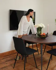 Masă de dining extensibilă BOVINA Maro închis 120/150 cm 120 cm_1156415