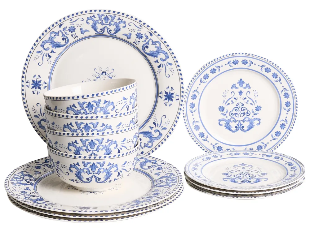 Zastawa stołowa 12-częściowa GALANGAL Porcelana Biały/ niebieski