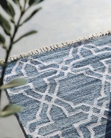 Cotton Area Rug 140 x 200 cm Blue ADIYAMAN