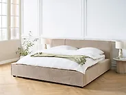 Lit avec sommier Bouclé MIRANDE 180 x 200 cm Taupe_1178975