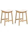 Set of 2 Bar Stools DIXON Wood Light Brown/ Off-White