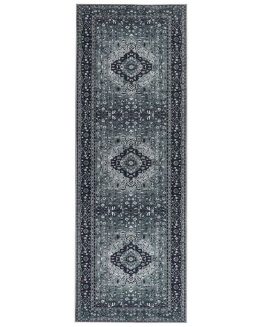 Teppich grau orientalisches Muster 70 x 200 cm Kurzflor VADKADAM