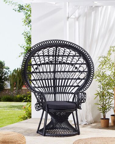 Rattan Peacock Chair Black EMMANUELLE