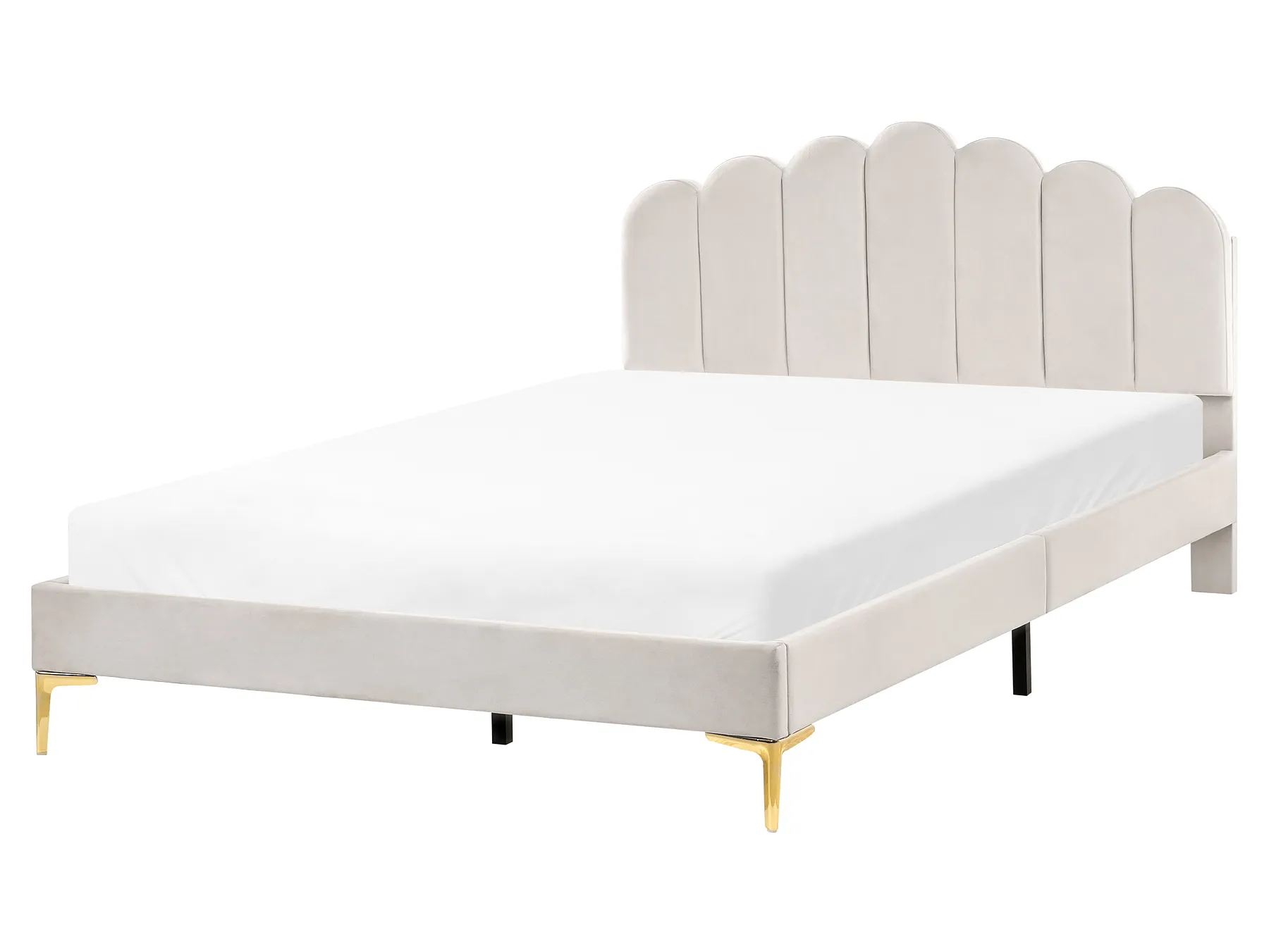 Bett mit Lattenrost Samtstoff SAUVIAN 160 x 200 cm Cremeweiss_1014471
