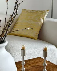 Conjunto de 2 almofadas decorativas OUJDA 50 x 50 cm Algodão Dourado Padrão geométrico_989082