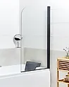 Shower Bath Screen LAPAN 1400 x 800 mm Black