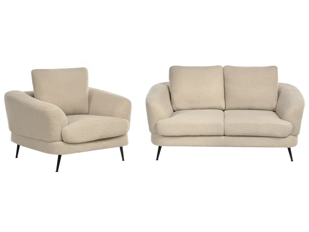 Living Room Set 3 Seater KJAER Boucle Light Beige_1006769