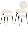 Conjunto de 2 sillas de comedor MARIPOSA Bouclé Blanco crema
