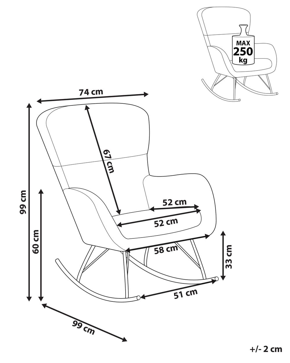 Rocking Chair ANASET Boucle Sand Beige Beliani