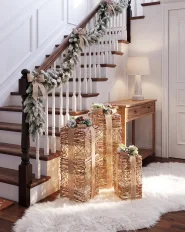 Conjunto de 3 decoraciones de Navidad LED NAKILLA 64/54/42 cm Regalos de Navidad Marrón_1179703