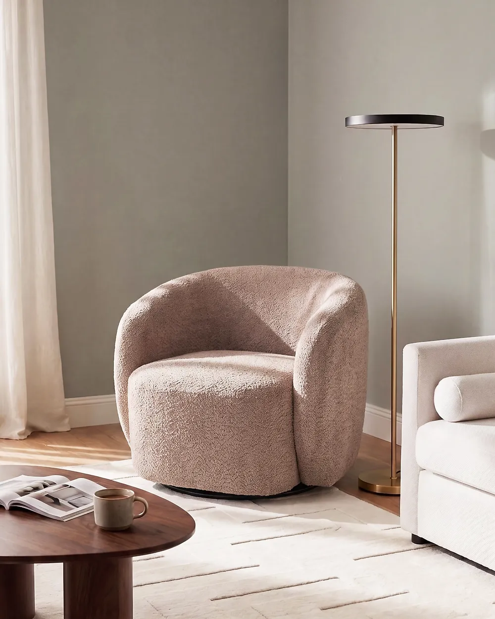 Swivel Armchair TORE Swivel Fabric Taupe