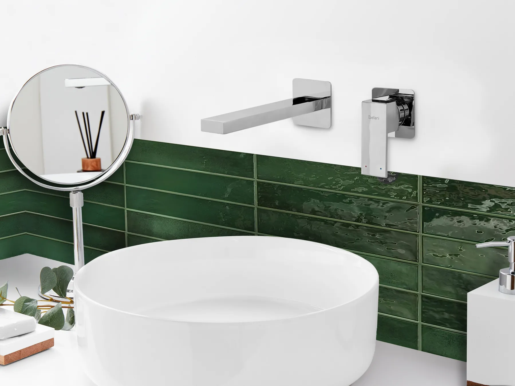 Wall Mounted Basin Mixer Tap ANTOFAGASTA Brass Silver_995641